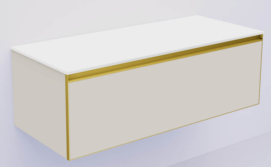 QUATRO 1 120CM тумба CASHMERE профиль MATT GOLD + внутр. подсв.