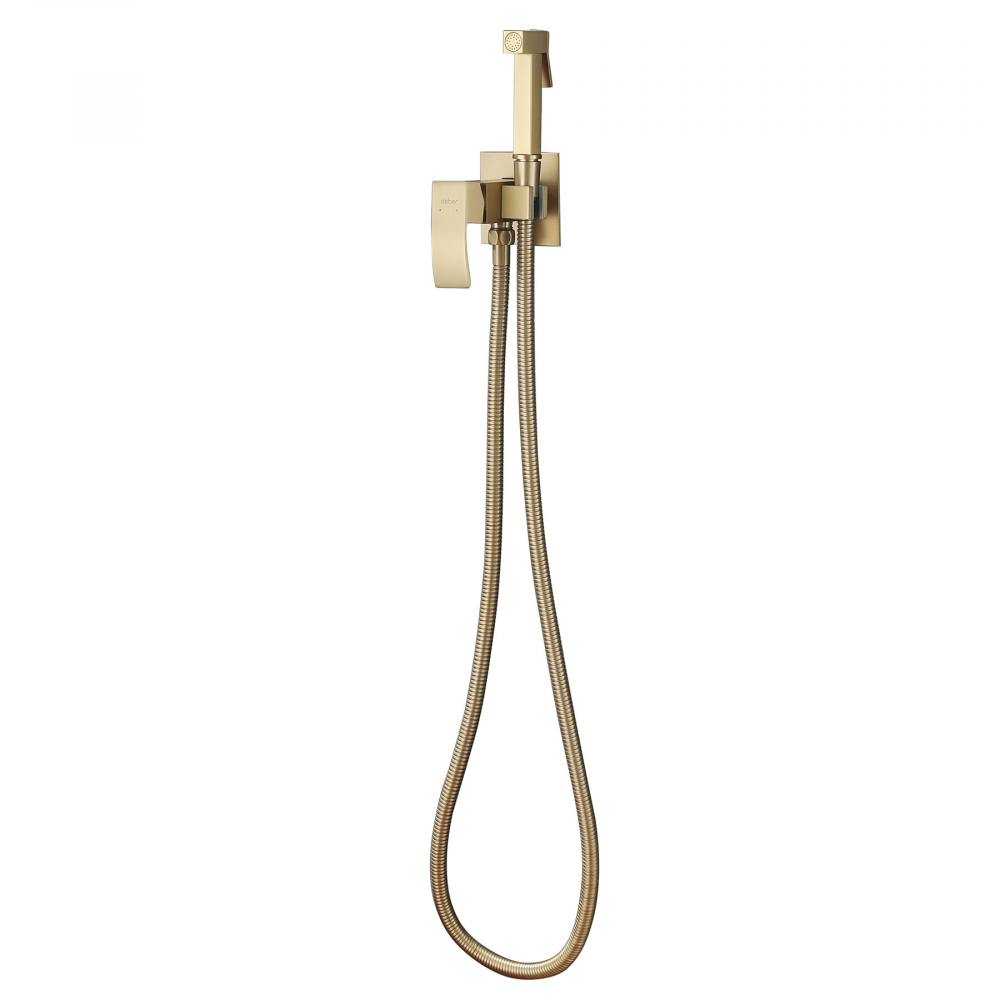 Смеситель ABBER Wasserfall AF8625G с гигиеническим душем, золото матовое