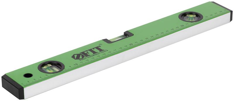 Уровень "Техно" 3 глазка фрезер. рабочая грань шкала 400мм корпус зел. FIT 18114