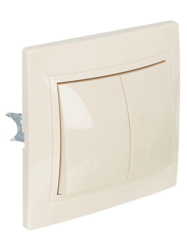 Выключатель 2-кл. СП Кварта 10А IP20 ВС10-2-0-ККм крем. GENERICA EVK20-K33-10-DM