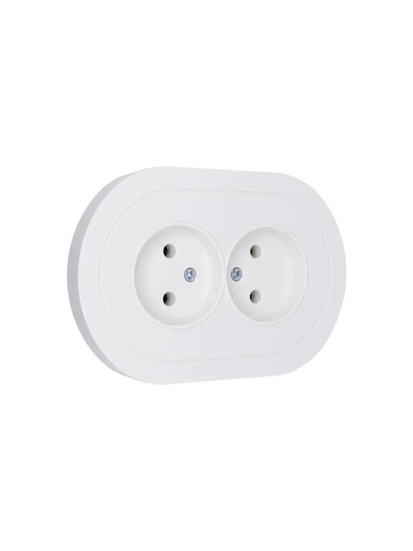 Розетка 2-м СП OSEN без заземл. ПБТ круглая бел. LEZARD 744-0200-128B