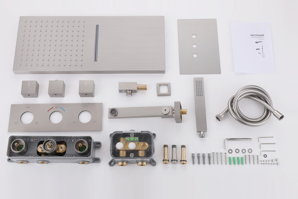 Душевая система ABBER Daheim AF8253SP скрытого монтажа с изливом, термостат, хром