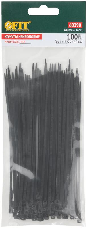 Хомут для проводов 150х2.5мм нейлон. черн. (уп.100шт) FIT 60390