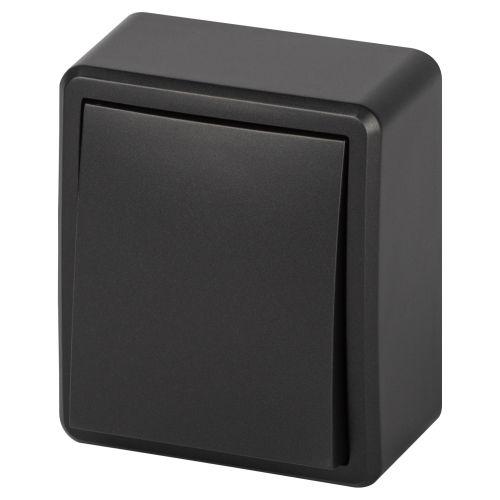 Выключатель 1-кл. ОП Эксперт 11-1202-05 10А IP20 250В 10AX с подсветкой антрацит Эра Б0063044