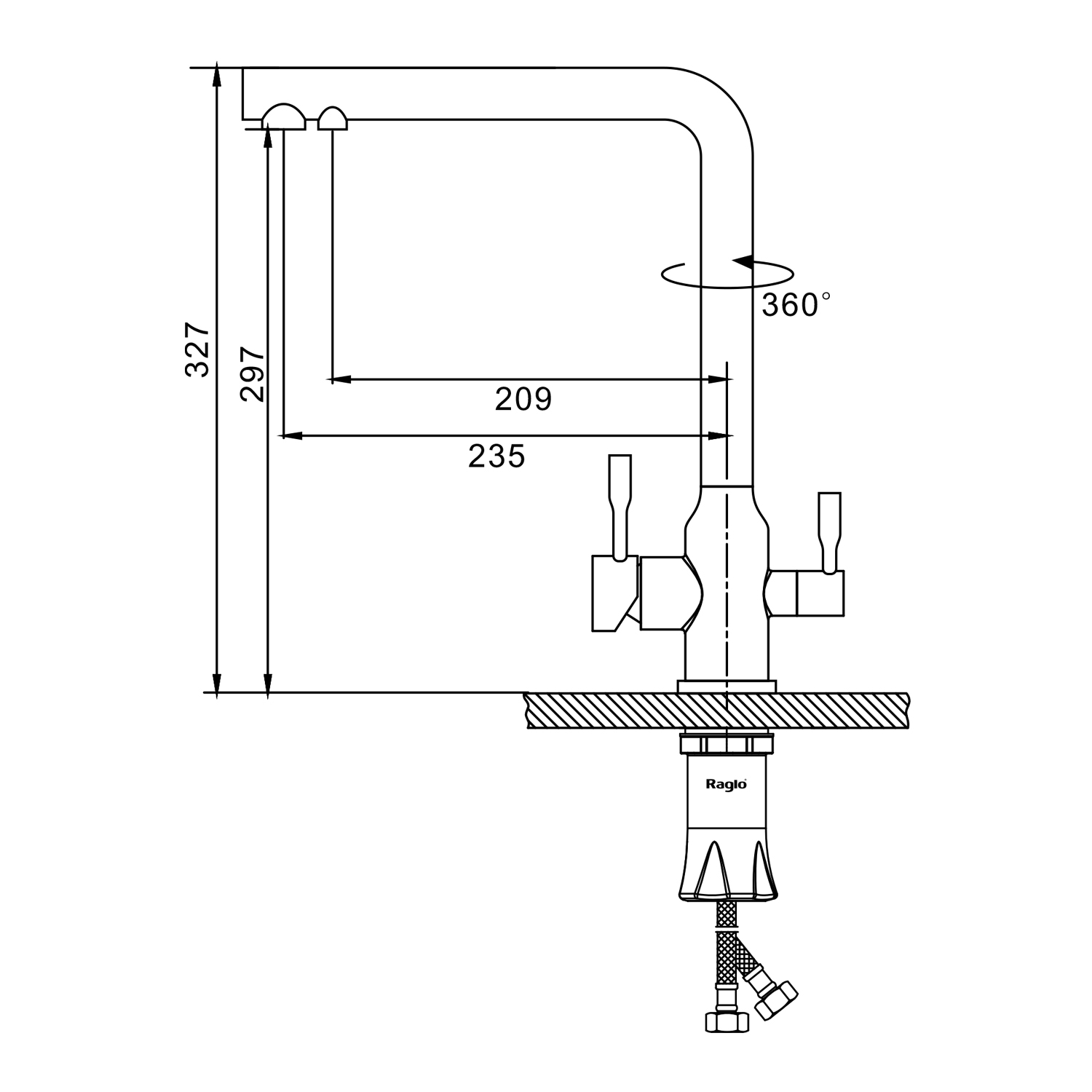 Смеситель для кухни с подключением фильтра Raglo R81.61.03, золотой сатин