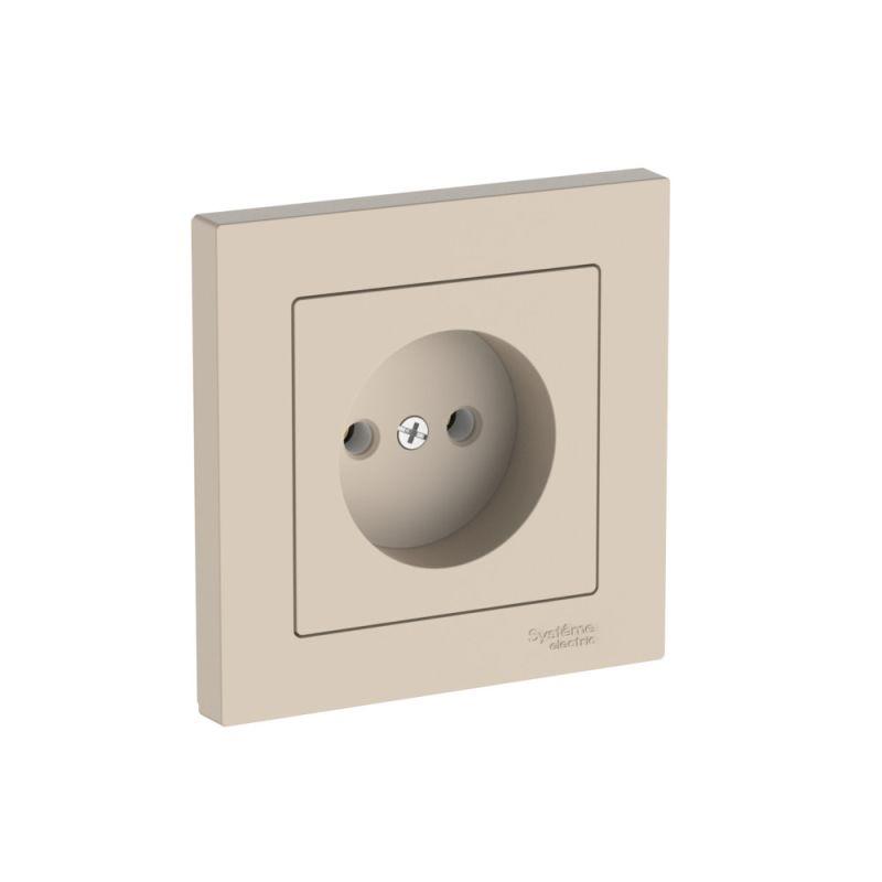Розетка AtlasDesign 16А без заземл. быстрозажим. клем. в сборе песочн. SE ATN001240S