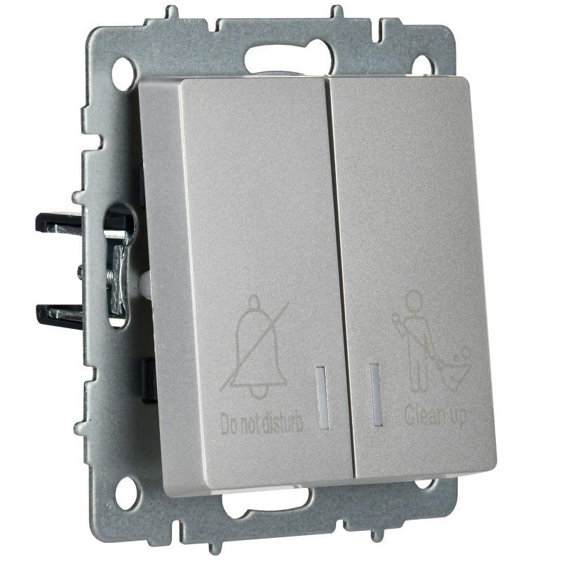 Выключатель 2-кл. BRITE 10А ВС10-2-9-БрС для отелей с индик. механизм сталь IEK BR-V20-2-10-K46