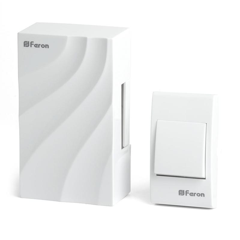 Звонок с кнопкой электромеханический проводной 230В бел. 119х70х37мм DB-102 FERON 48806