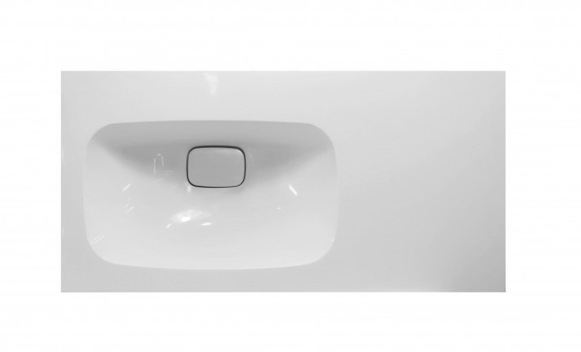 Тумба напольная "Барселона 90" левая (2 ящ.) с выкатной корзиной, Люкс белая, Plus