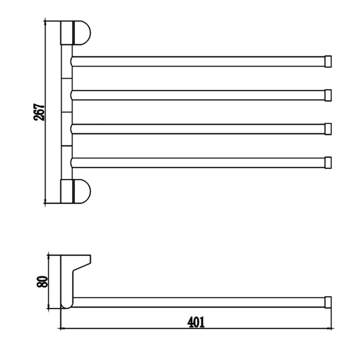 Полотенцедержатель Savol S-007304, хром