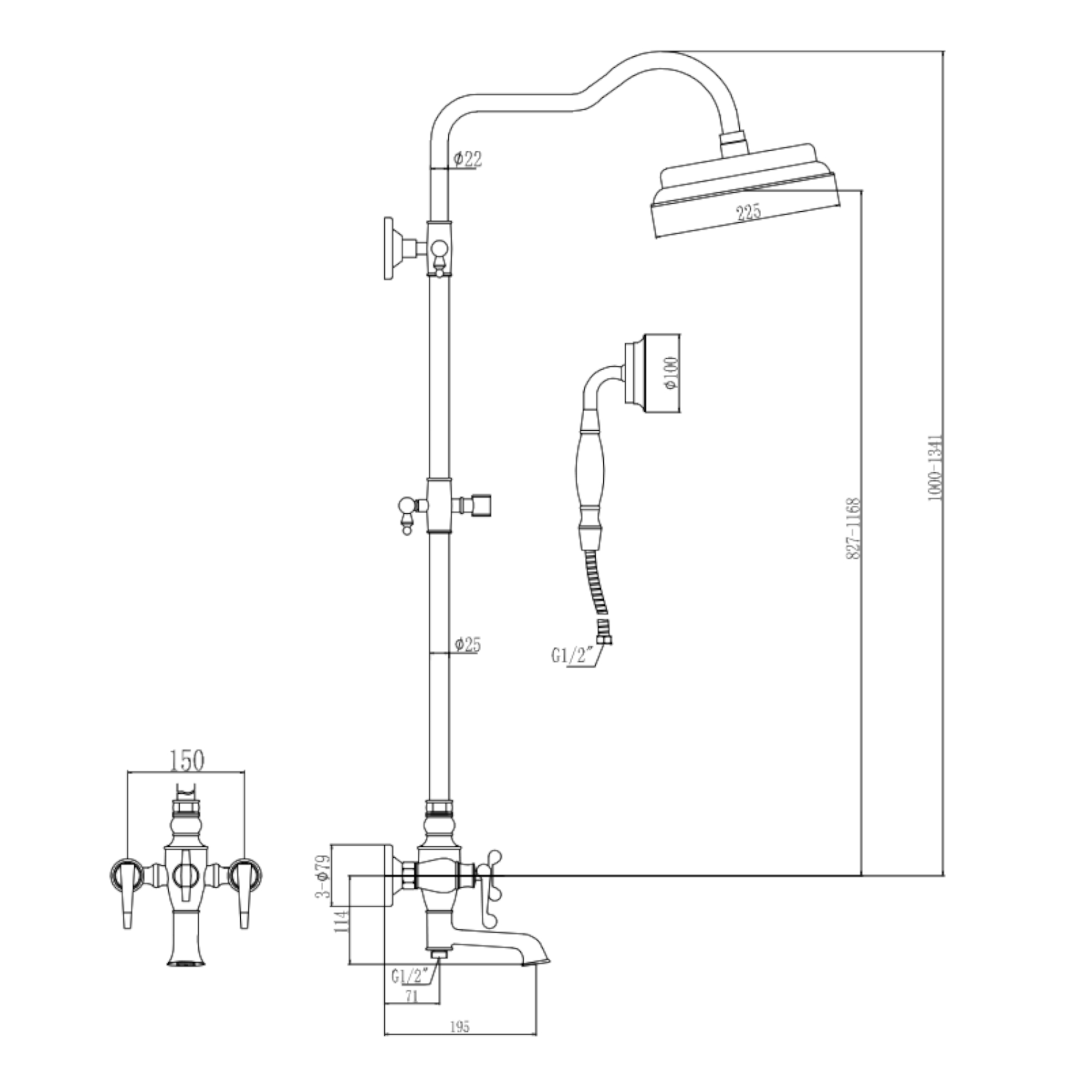Душевая система Savol S-005313H, черный