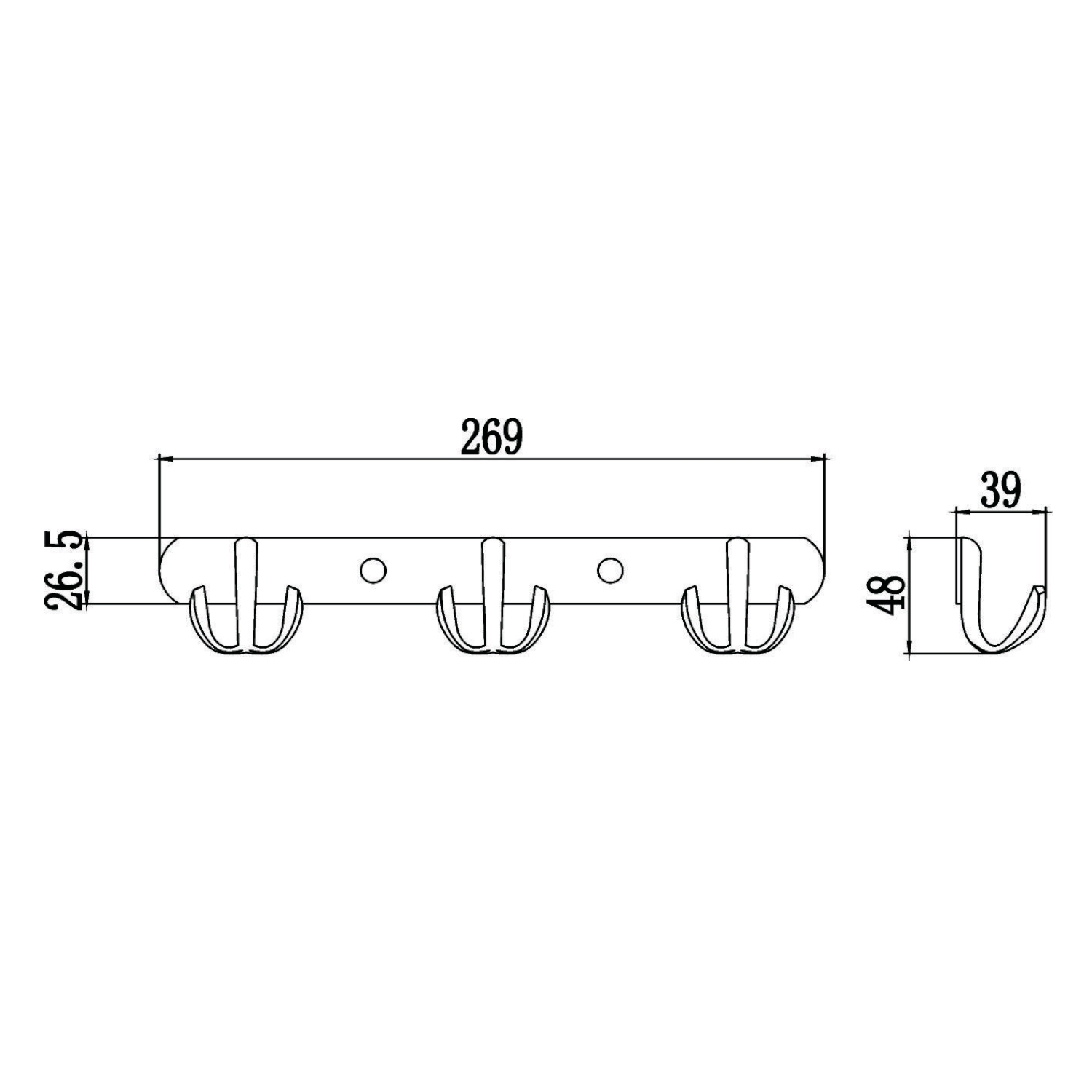 Планка с крючками Savol S-07203B, хром