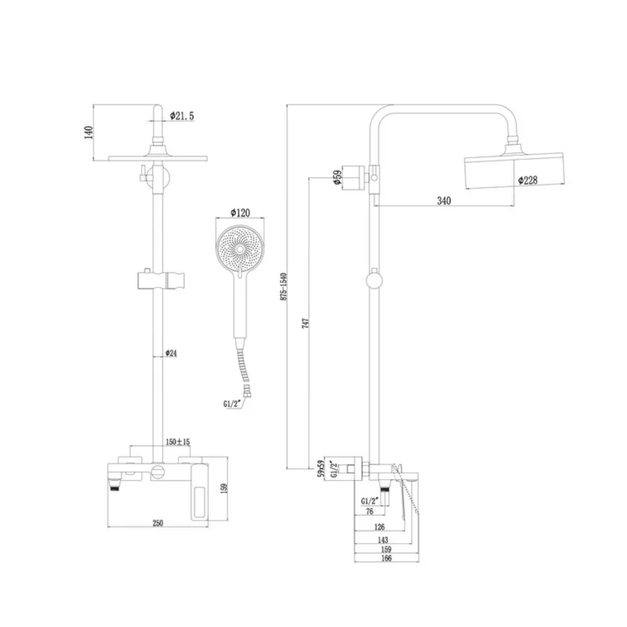 Душевая система Savol S-009045Q, графит