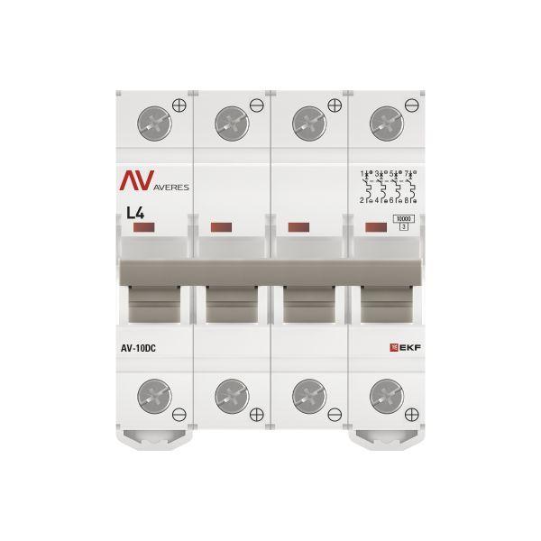 Выключатель автоматический модульный 4п L 4А 10кА AV-10 DC AVERES EKF mcb10-DC-4-04L-av