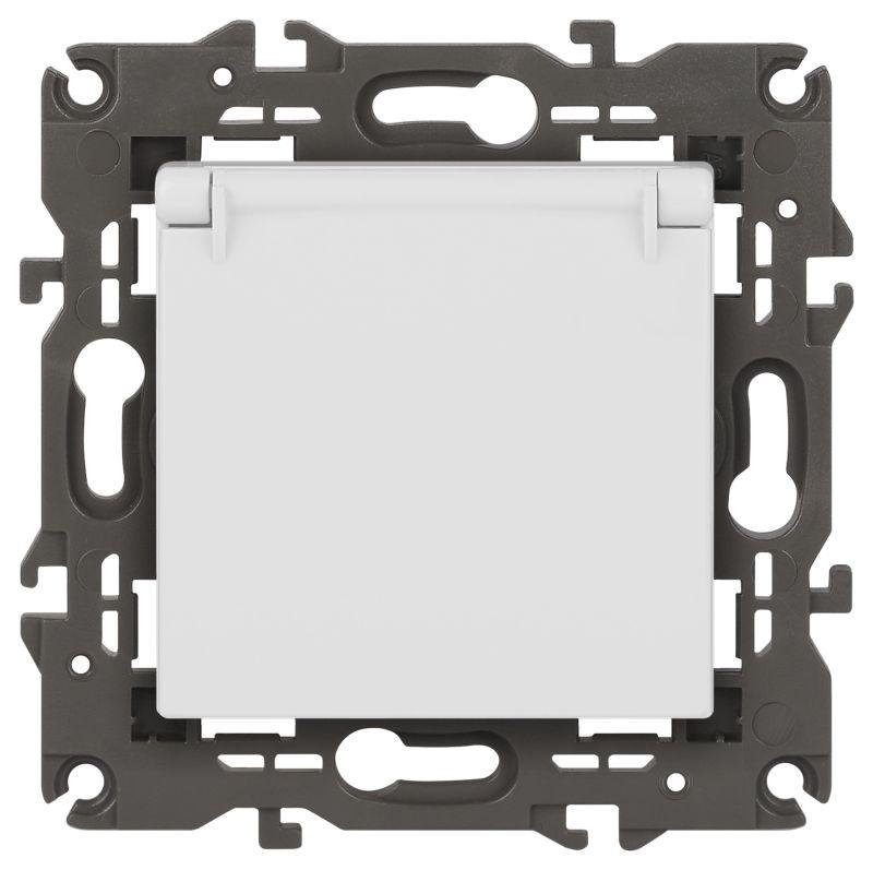 Розетка 1-м СП Эра Elegance 14-2103-01 16А IP20 16AX 250В 2P+E Schuko защ. шторки с крышкой бел. Эра Б0034278