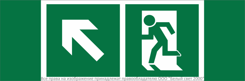 Знак безопасности NPU-3311.E34"Напр. к эвакуационному выходу налево вверх" Белый свет a32685