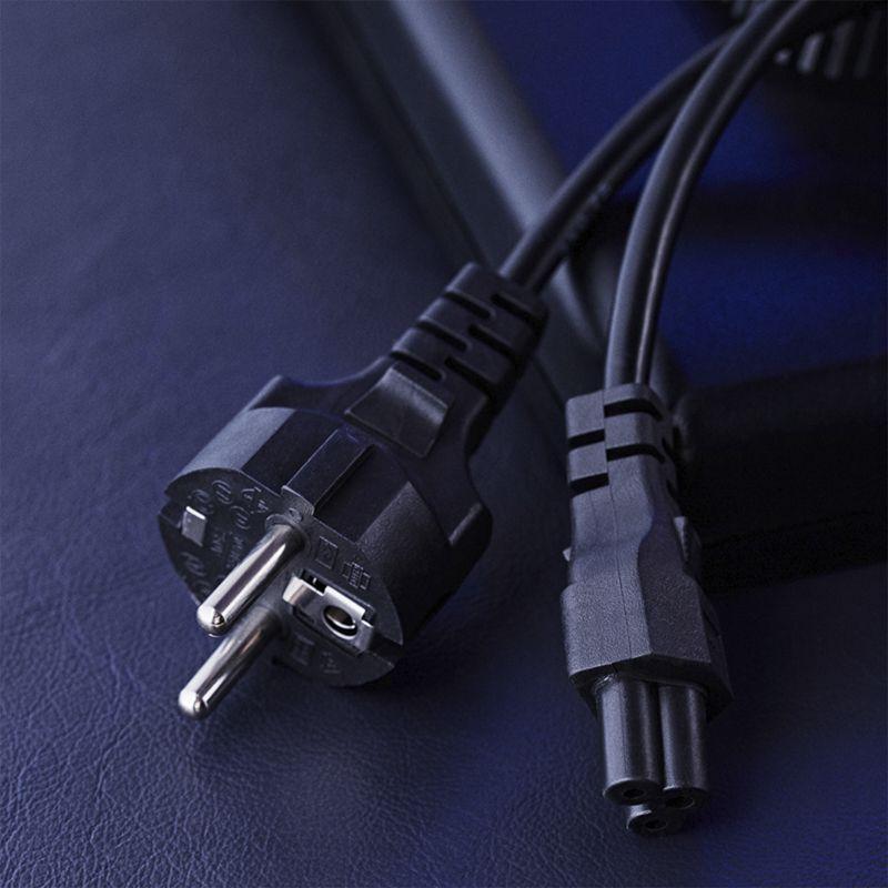 Шнур сетевой евровилка - евроразъем C5 кабель 3х0.5кв.мм 0.75м для питания ноутбука (пакет ПВХ) Rexant 11-1153