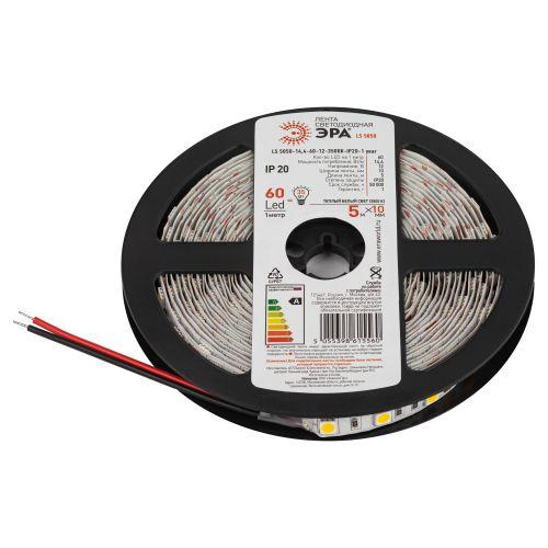 Лента светодиодная LS5050-14.4-60-12-3500K-IP20-1 year-5m тепл. бел. 5м ЭРА Б0064237
