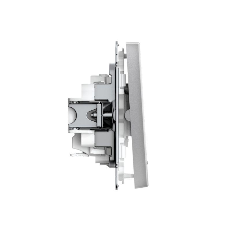 Выключатель 2-кл. ArtGallery (сх. 5а) 10AX с подсветкой быстрозажим. клем. механизм алюм. SE GAL000353S