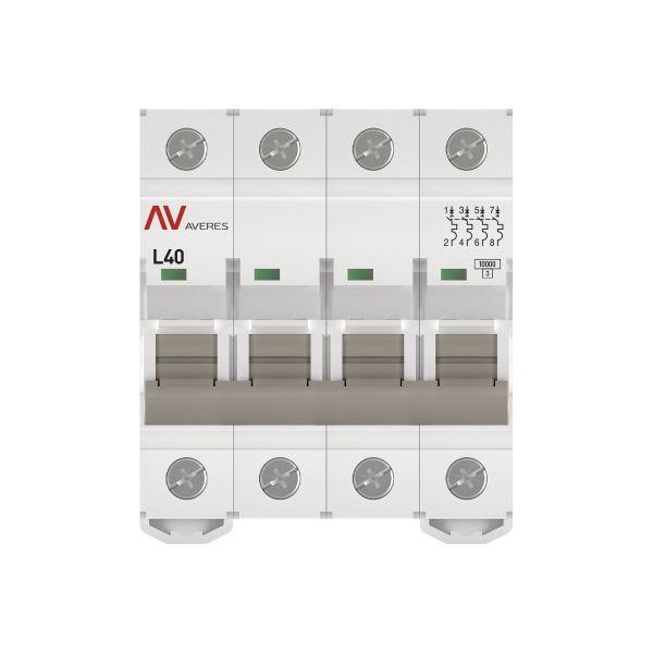 Выключатель автоматический модульный 4п L 40А 10кА AV-10 AVERES EKF mcb10-4-40L-av