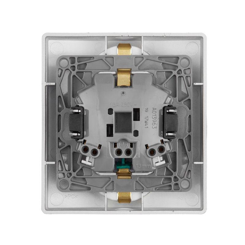 Розетка 2-м СП Inspiria 16А 250В с заземл. защ. шторки безвинтов. зажимы алюм. IEK 673757