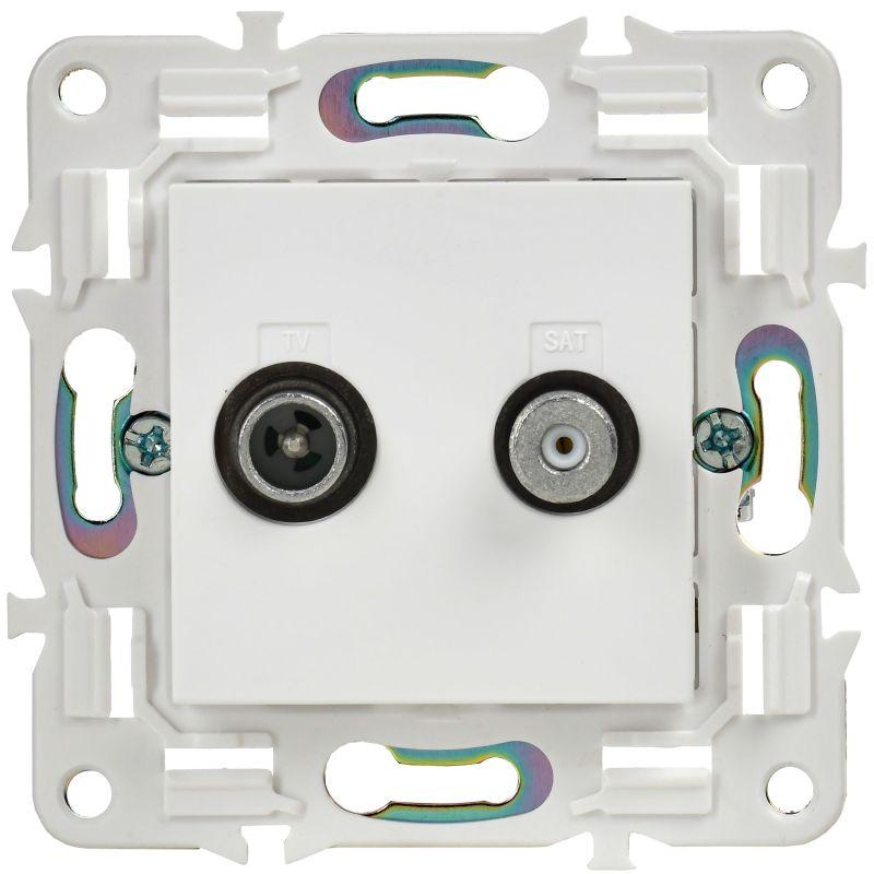 Розетка двойная TV+SAT SKANDY SK-A13W арктич. бел. IEK SK-AF20-O-K01