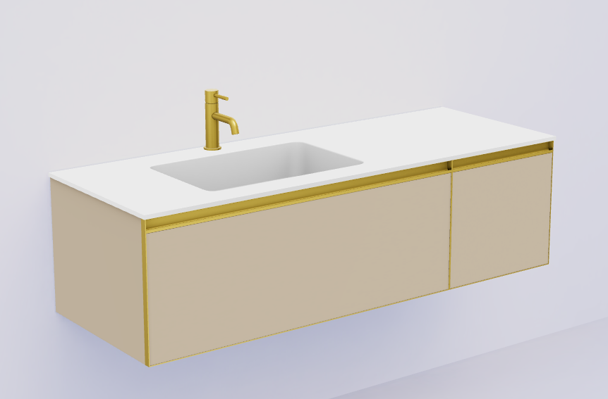 QUATRO 2 140см (100+40) тумба DAPHNE профиль MATT GOLD c подсветкой