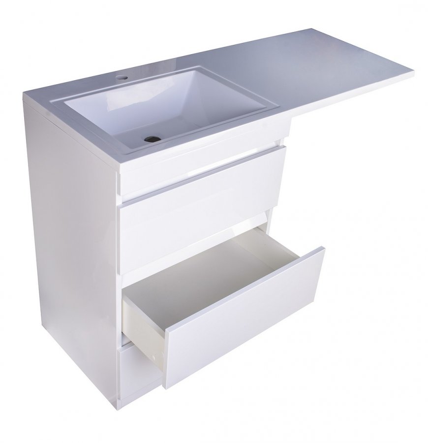 Тумба напольная "Даллас 130", 3 ящ., Люкс белая, PLUS