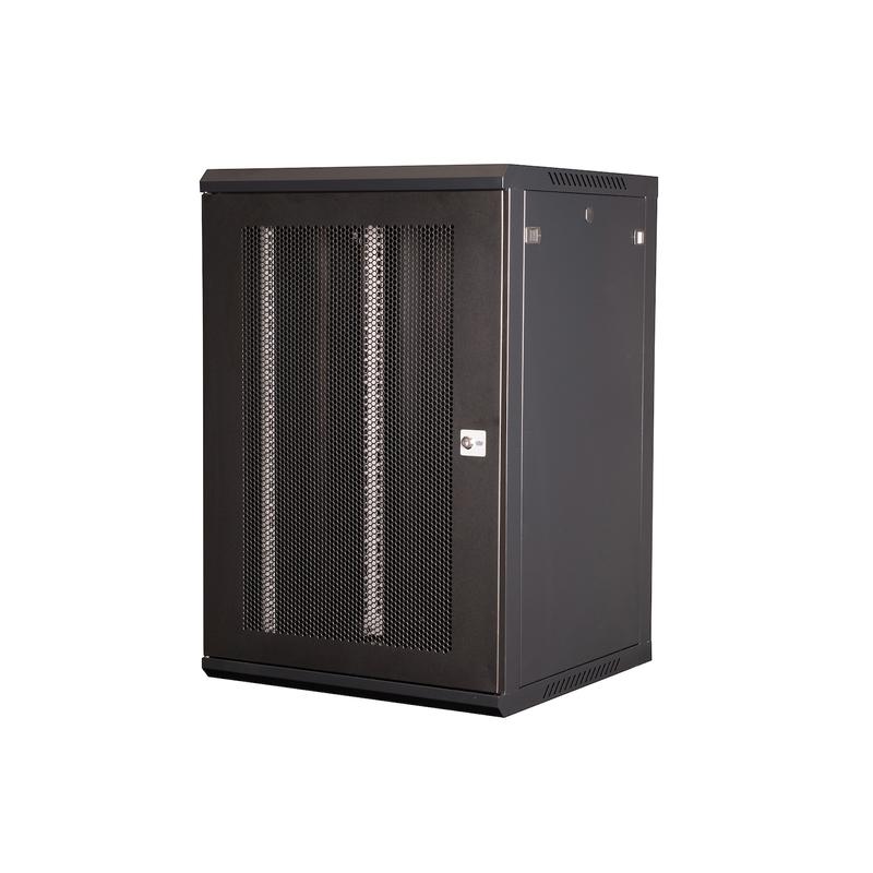 Шкаф телекоммуникационный настен. 19дюйм 18U 901х600х600мм дверь перфорация черн. Datarex DR-655101