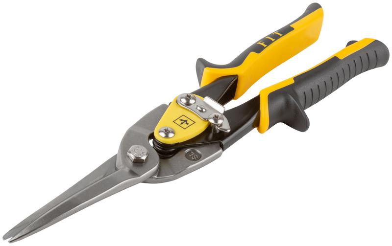 Ножницы по металлу усиленные CrMo профи прорезиненные ручки удлиненные прямые 300мм FIT 41581