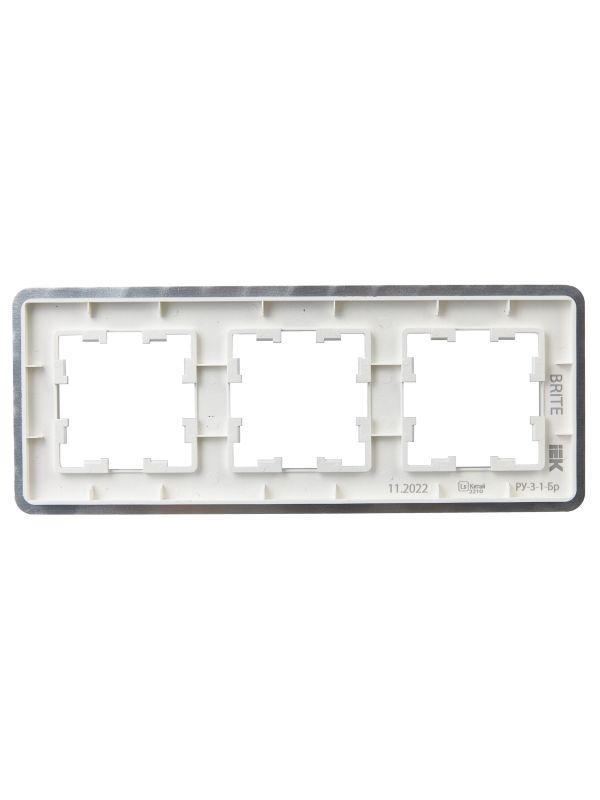 Рамка 3-м BRITE РУ-3-1-Бр метал. алюм. RE IEK BR-M32-M-01-K47