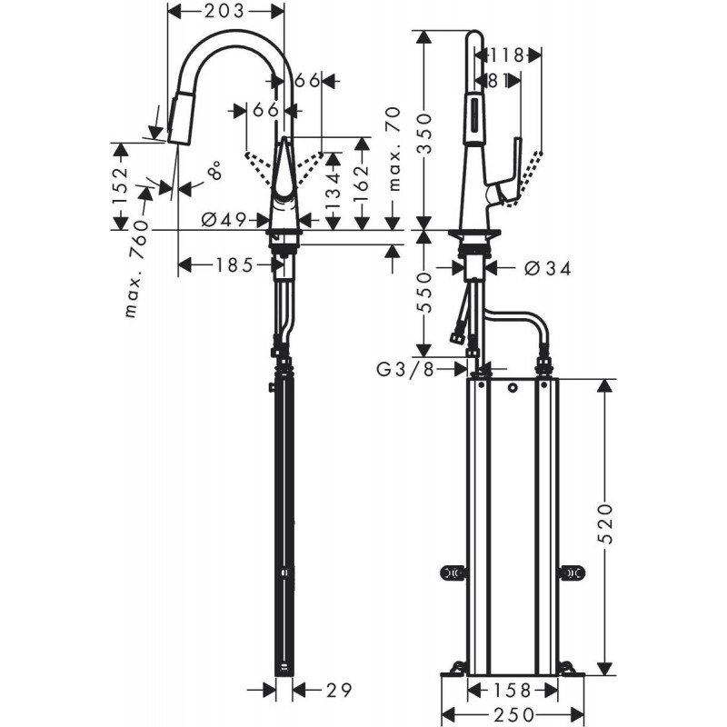 Смеситель Hansgrohe Metris 73850000 M5116-H160 для кухни