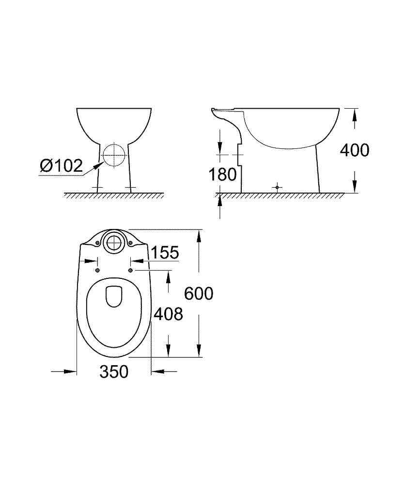 Унитаз приставной Grohe Bau Ceramic 39428000