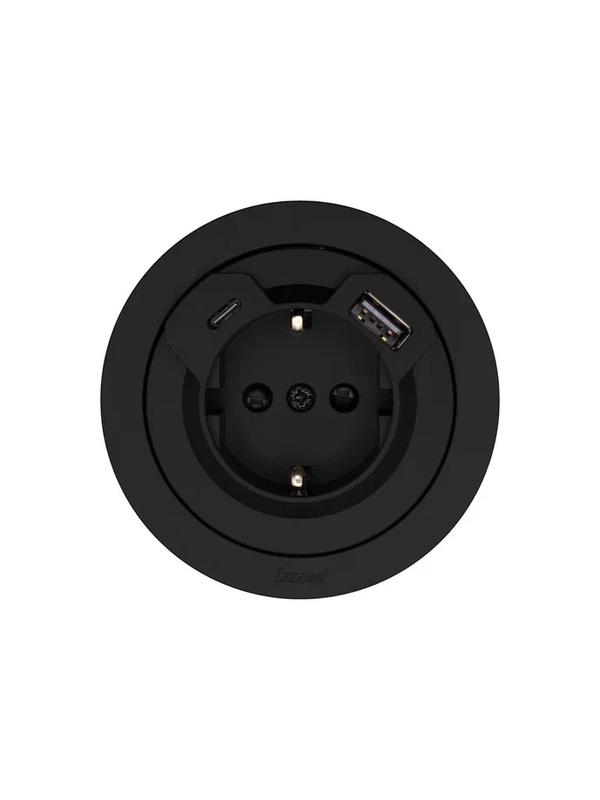 Розетка 1-м СП OSEN с заземл. TC + USB разъем механизм черн. бархат LEZARD 743-4288-181TC