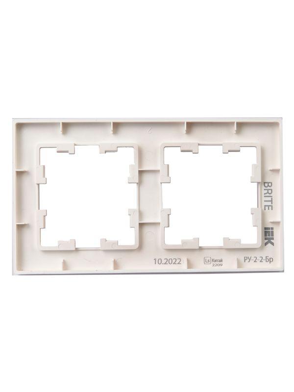 Рамка 2-м BRITE РУ-2-2-Бр стекло розовый матов. IEK BR-M22-G-31-K14