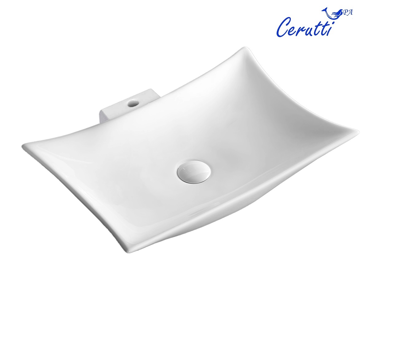 Раковина CR7078 накладная, белая, 4 острых угла 570х420х120 Ceruttispa