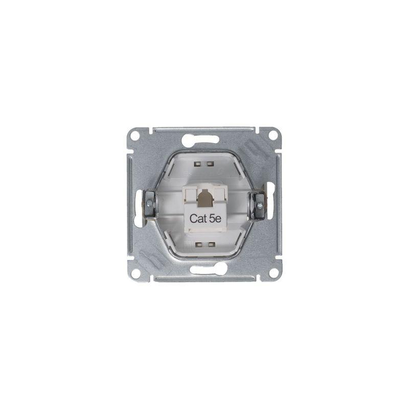 Розетка компьютерная 1-м Glossa RJ45 кат.5E механизм платина SE GSL001281K