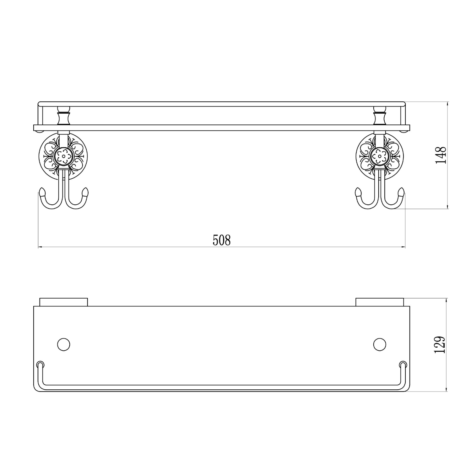 Полка стеклянная S-005891B Savol, золото