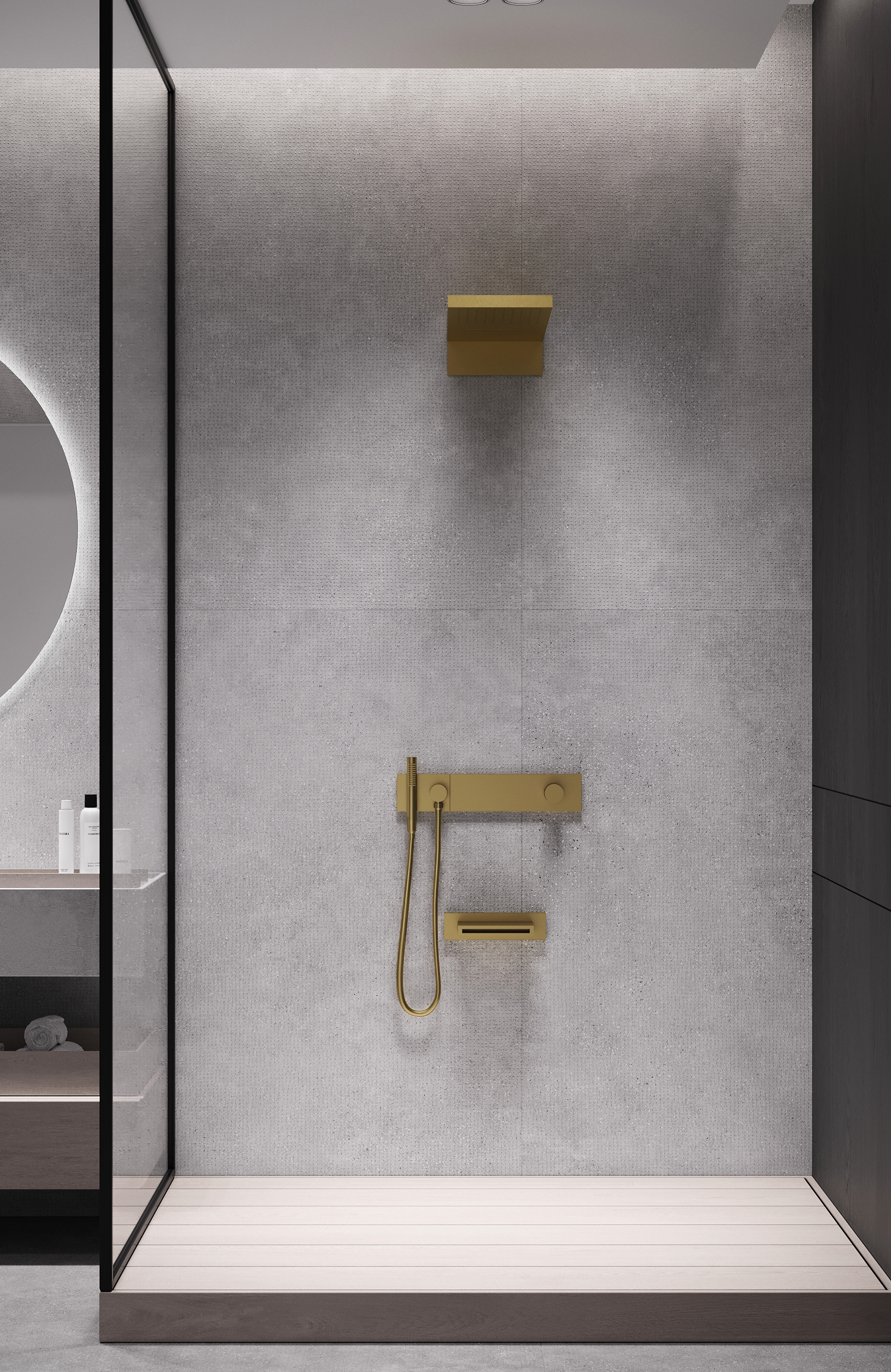 Встроенная душевая система  ZODIAC с термостатом, трехпозиционная GOLD