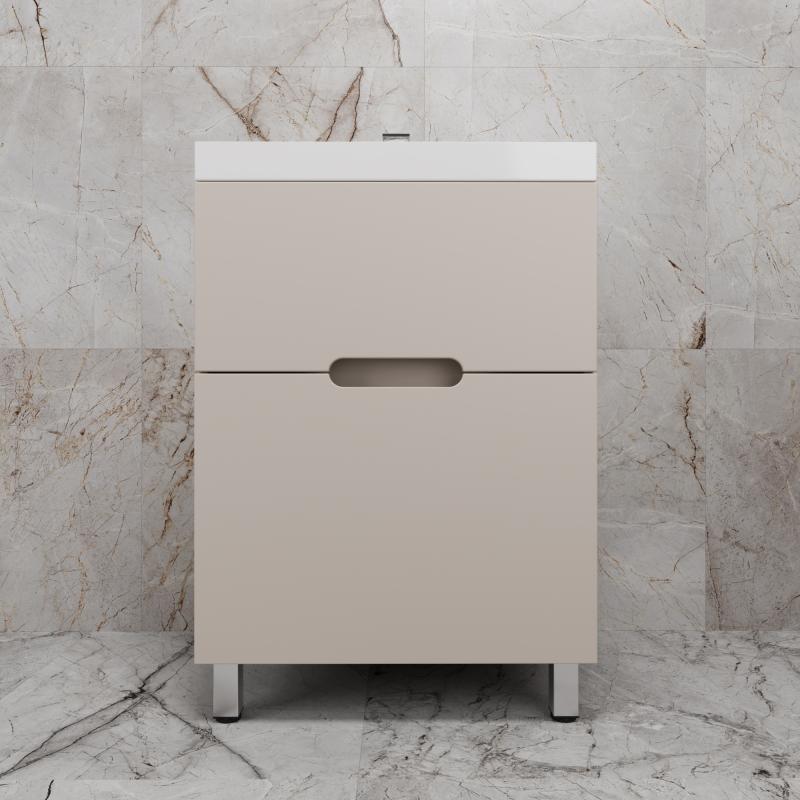 Тумба напольная "Матис 80" под ASTI 80 (2 ящика), КРЕМ, ЭМАЛЬ