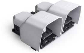 Педаль двойная 2x(1НО+1НЗ) + 2x(1НО+1НЗ) с защитным кожухом (алюм.) сер. цвета основание для рукояти (250В AC 4А) IP65 EMAS PDKA22GG10G