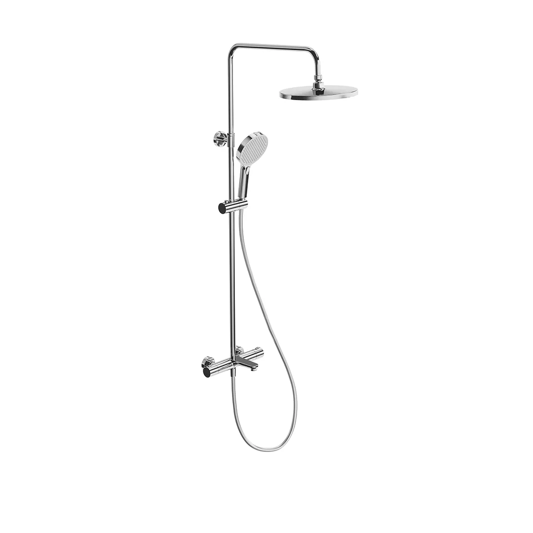 Душевая колонна FONTE на 3 потока с фикс.изливом с термостатическим смесителем, хром