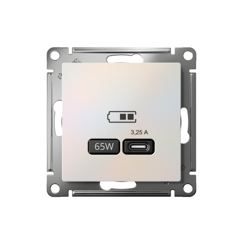 Розетка USB AtlasDesign тип C 65Вт QC PD высокоскор. ЗУ механизм жемчуж. SE ATN000427