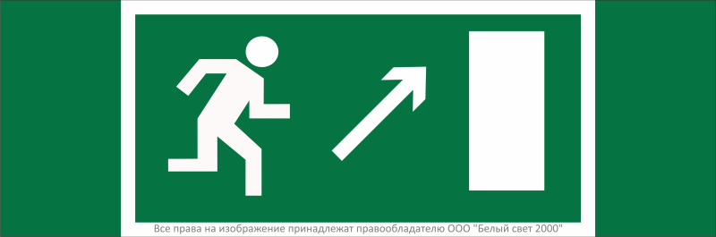 Знак безопасности NPU-3311.E05"Напр. к эвакуационному выходу направо вверх" Белый свет a32668