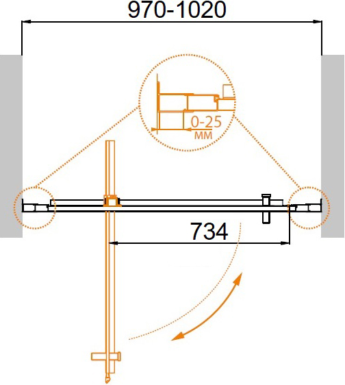 Душевая дверь CEZARES MOLVENO-BA-1-100-C-Cr-IV