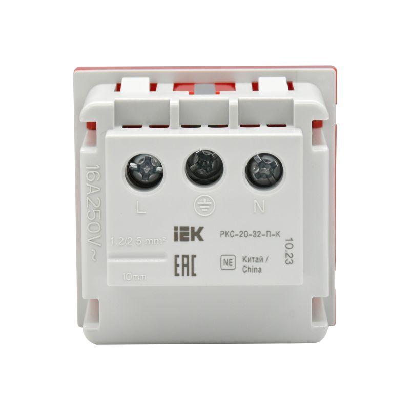 Розетка PRIMER с заземл. защ. шторки винт. зажим РКС-20-32-П-К красн. IEK PR-KK40D-RSZH-2-2-K04