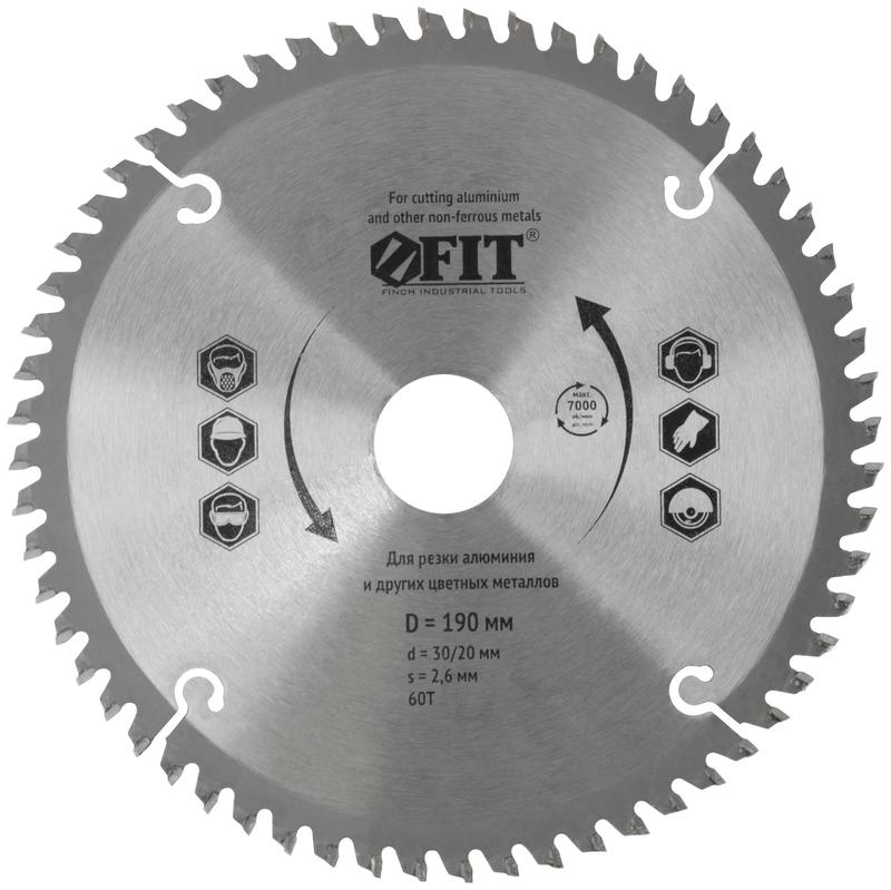 Диск пильный для циркулярных пил по алюм. 190х30/20х60T FIT 37788