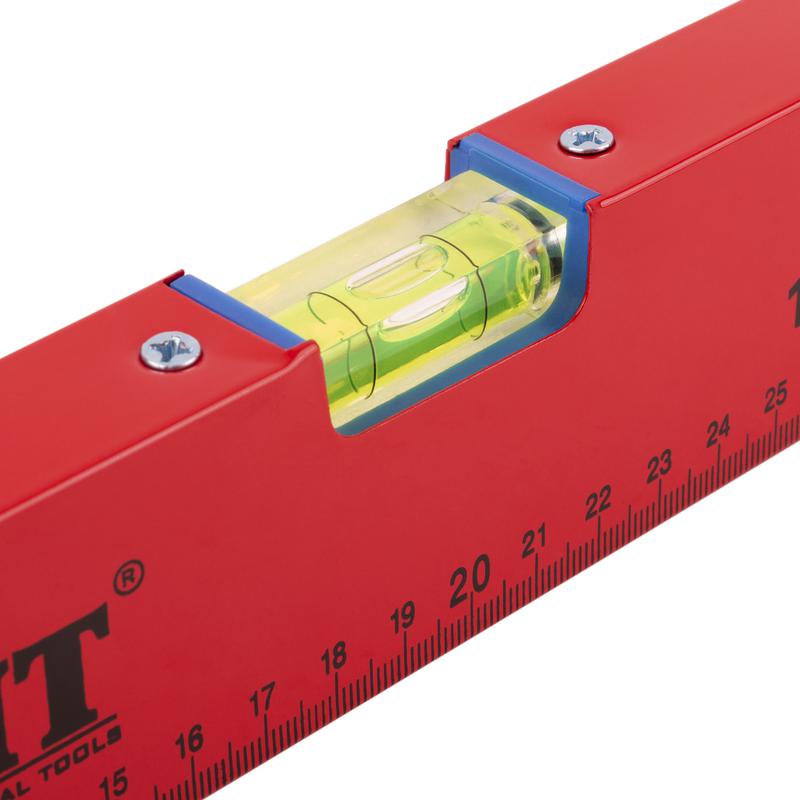 Уровень "Стандарт" 3 глазка фрезер. рабочая грань шкала 400мм корпус красн. FIT 18054