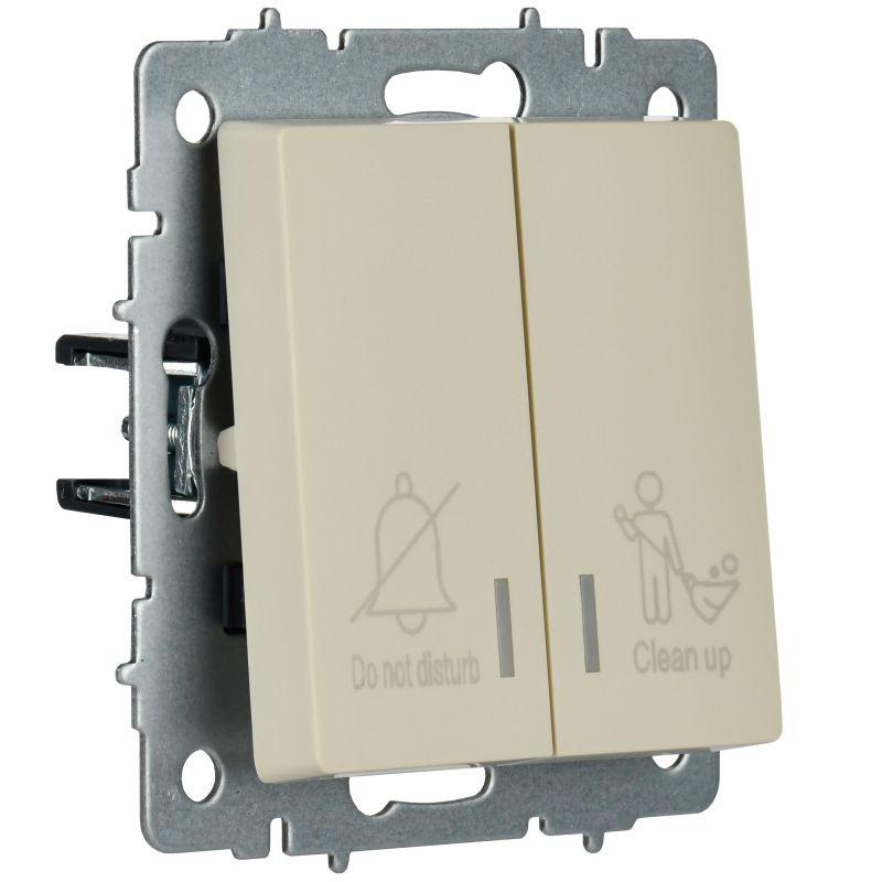 Выключатель 2-кл. BRITE 10А ВС10-2-9-БрКр для отелей с индик. механизм беж. IEK BR-V20-2-10-K10