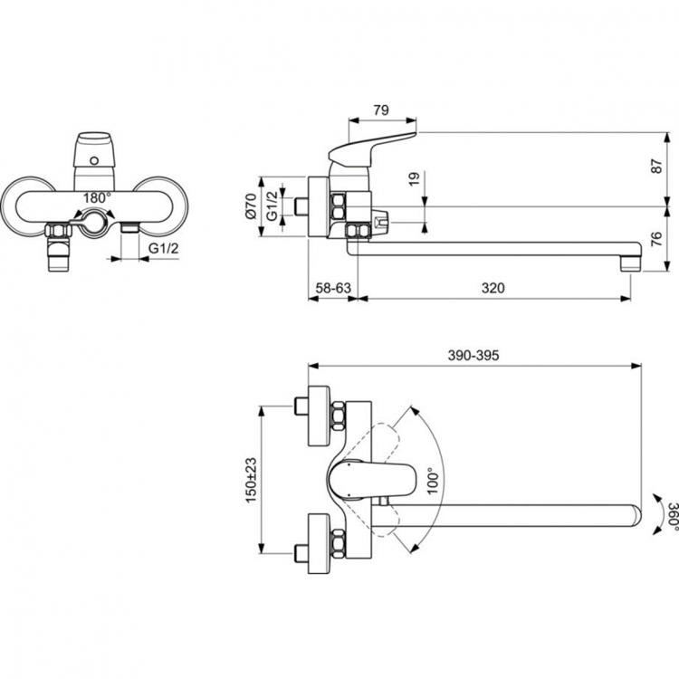 B1741AA Смеситель для ванны Ideal Standard CeraFlex